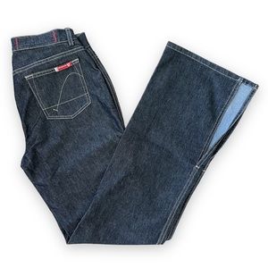 90s Y2K GUESS Vintage Low Rise Dark Wash Flare Jeans